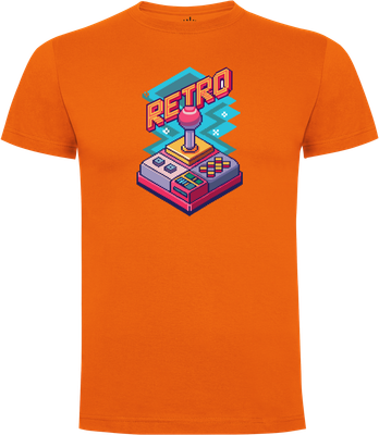 amiseta unisex Retro Pixelart Joystick frente en Vintage Orang