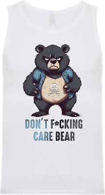 Front view of the FUNKY MONKEY® Don’t F*cking Care Bear tanktop with grumpy bear print