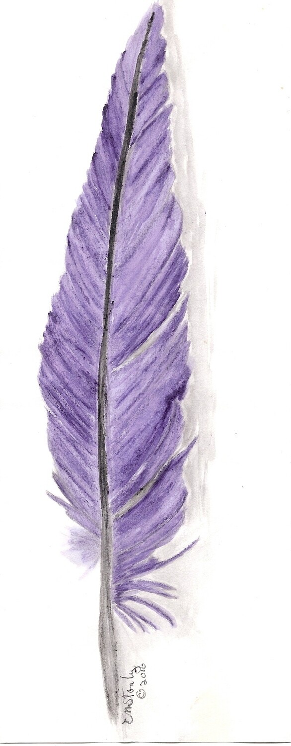 Purple Feather, 4 x 8 watercolor. Unframed.
