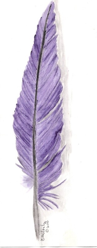 Purple Feather, 4 x 8 watercolor. Unframed.