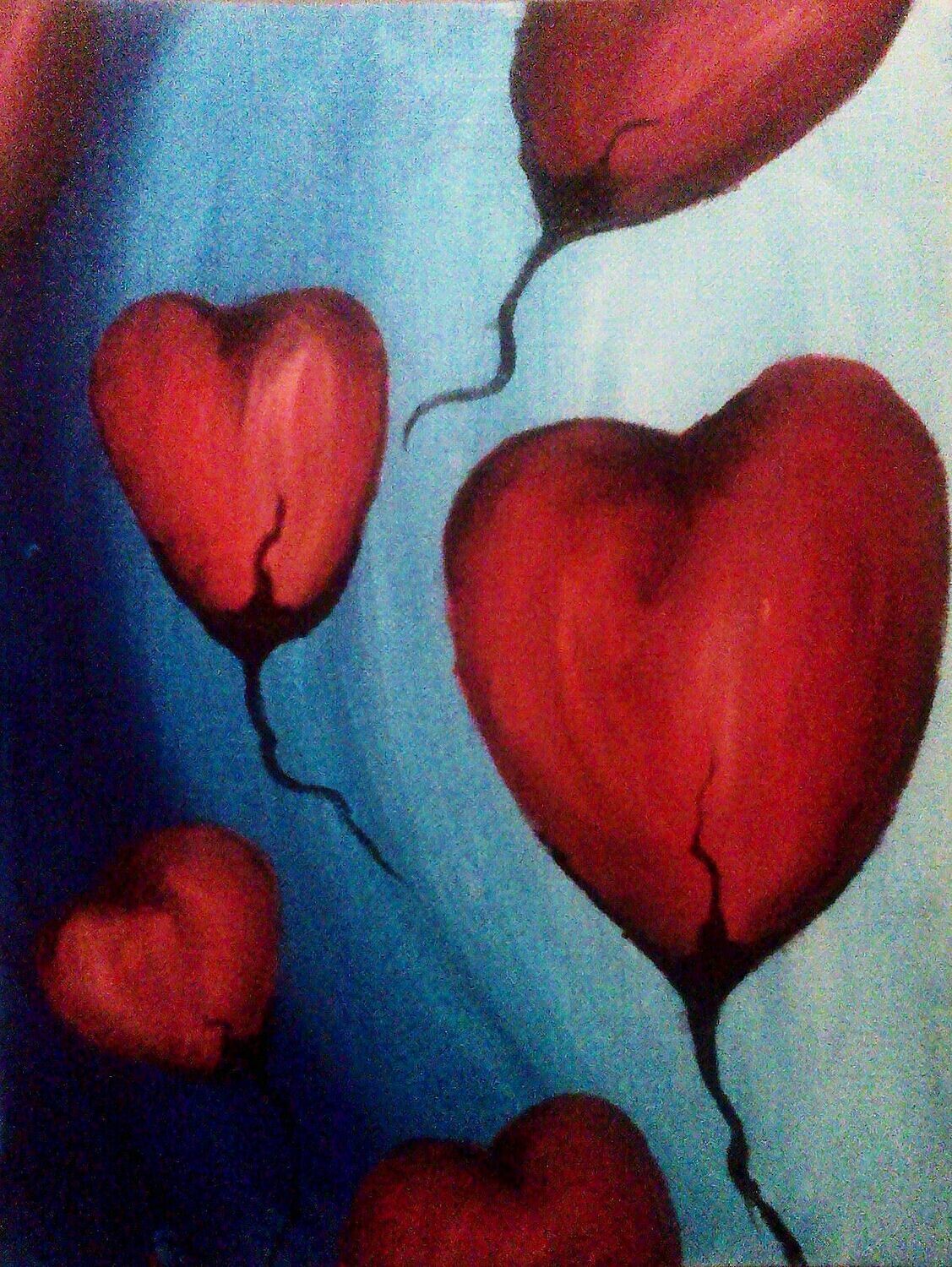 Falling Up, Acrylic on 9 x 12 Canvas Paper. Unframed.