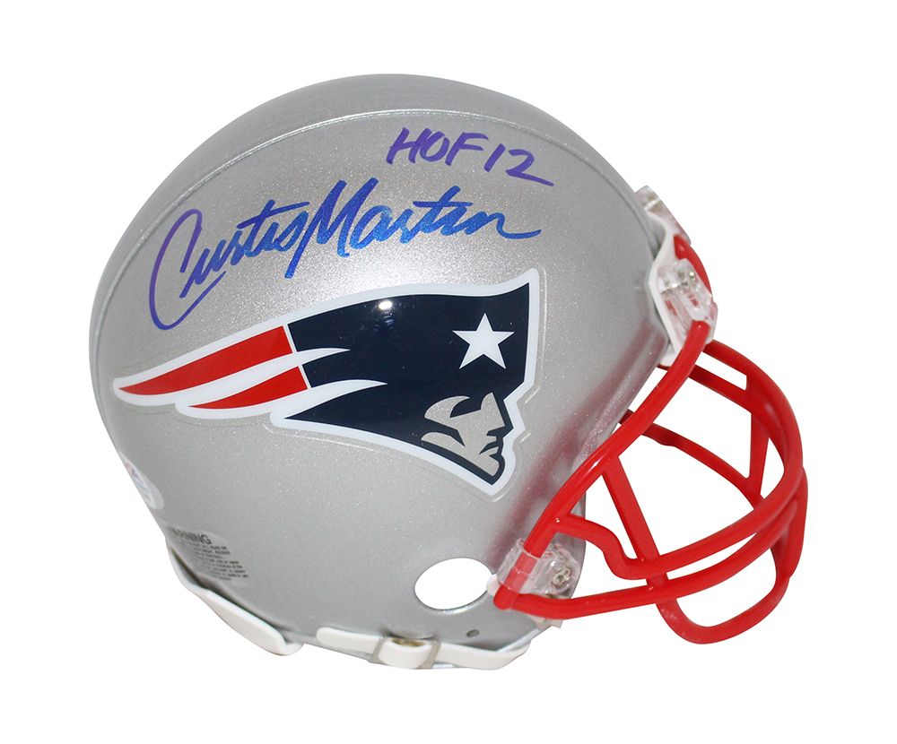 Curtis Martin Autographed New England Patriots VSR4 Mini Helmet HOF PSA