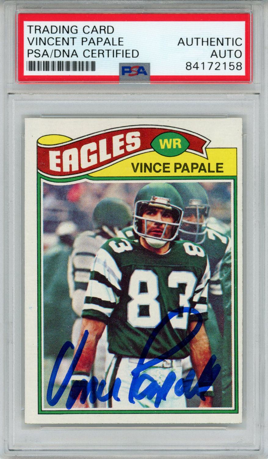 Vince Papale Autographed/Signed 1977 Topps #397 Trading Card PSA Slab