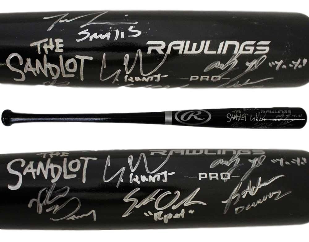 The Sandlot Autographed Black Rawlings Baseball Bat 6 Sigs Smalls BAS