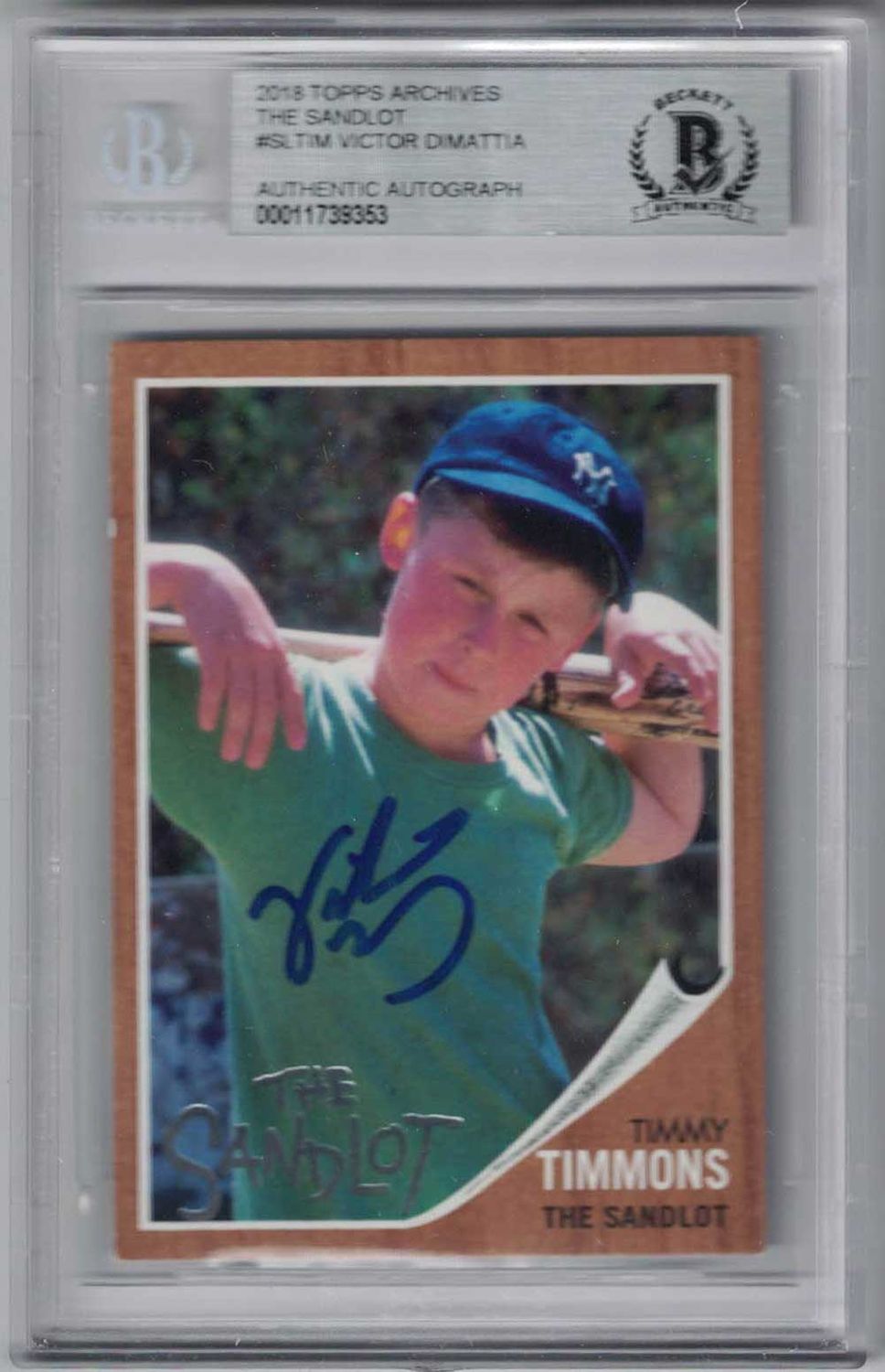 Victor DiMattia Signed Sandlot 2018 Topps Archives Card Timmy BAS Slab