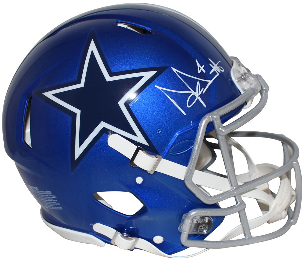 Dak Prescott Autographed Dallas Cowboys Authentic Flash Helmet BAS
