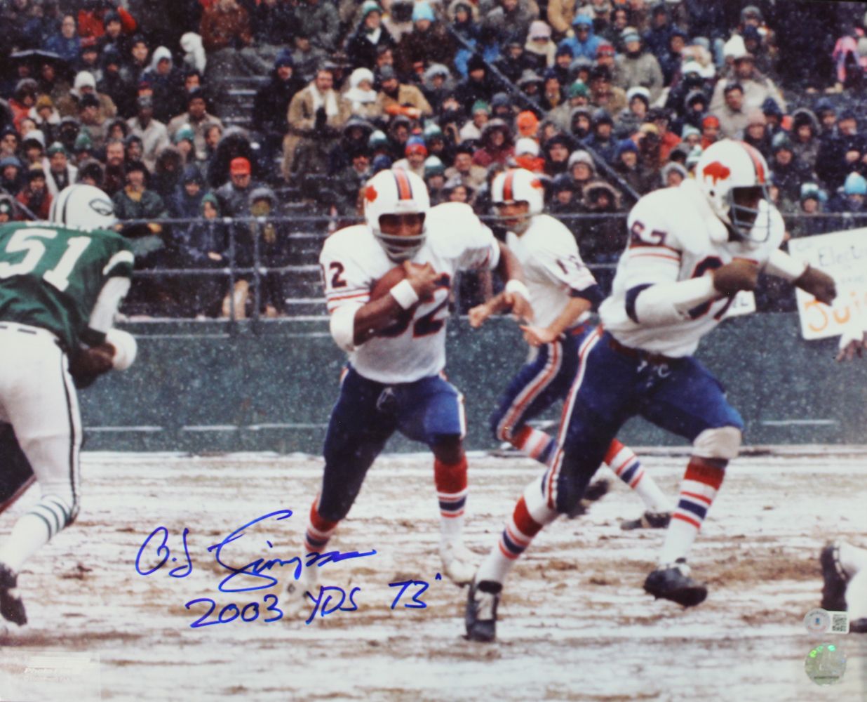 O.J. Simpson Autographed/Signed Buffalo Bills 16x20 Photo 2003 Yds BAS