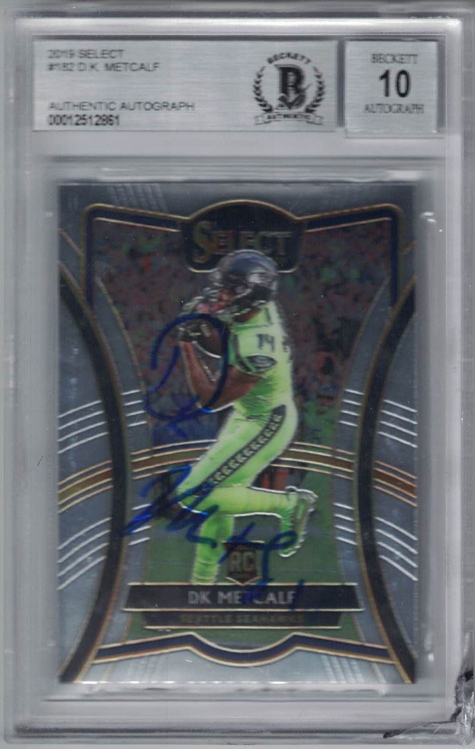 DK Metcalf Signed Seattle Seahawks 2019 Select Trading Card BAS 10 Slab