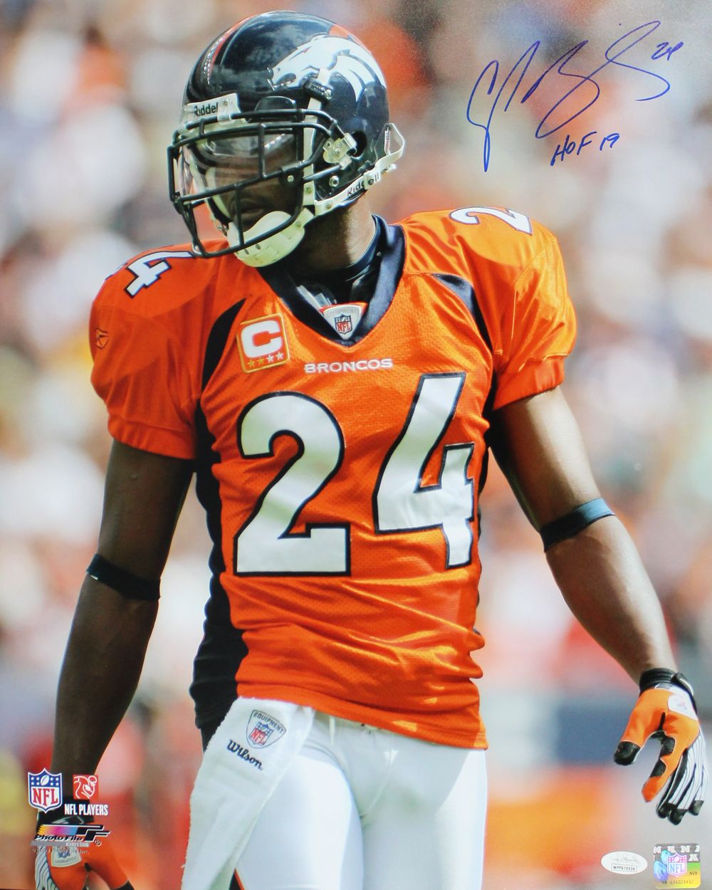 Champ Bailey Autographed/Signed Denver Broncos 16x20 Photo HOF JSA PF