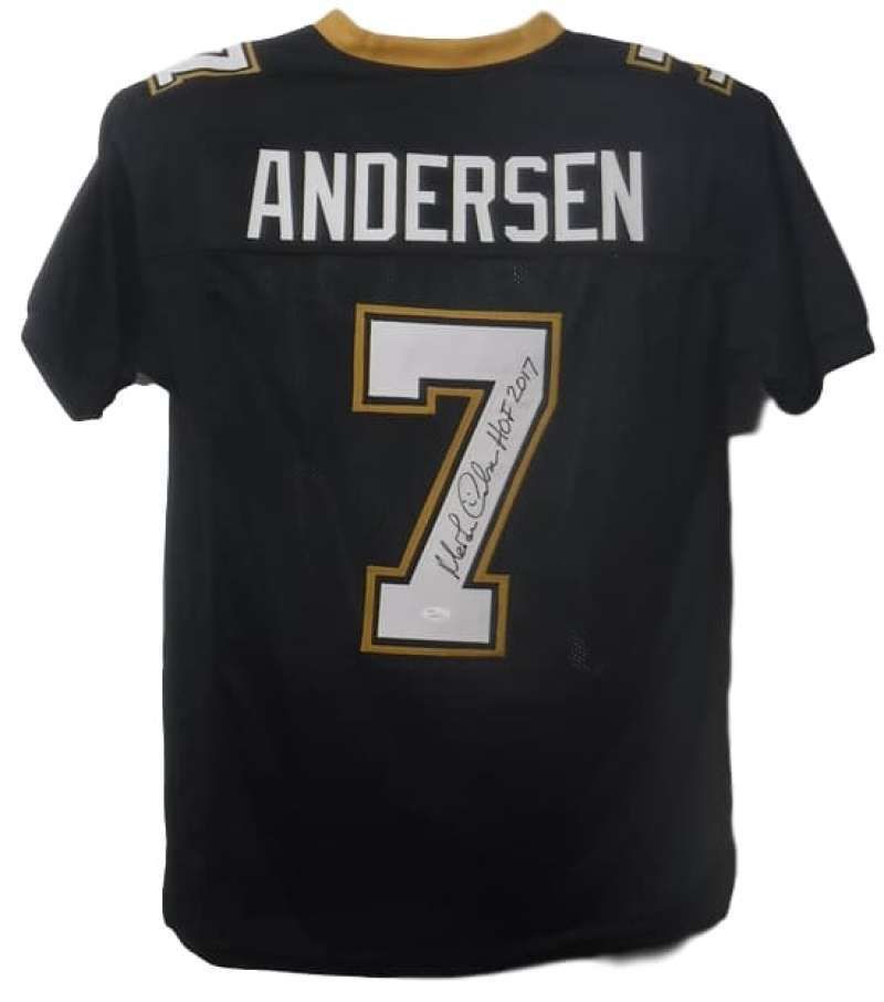 Morten Andersen Autographed New Orleans Saints Custom Size XL Black Jersey HOF JSA