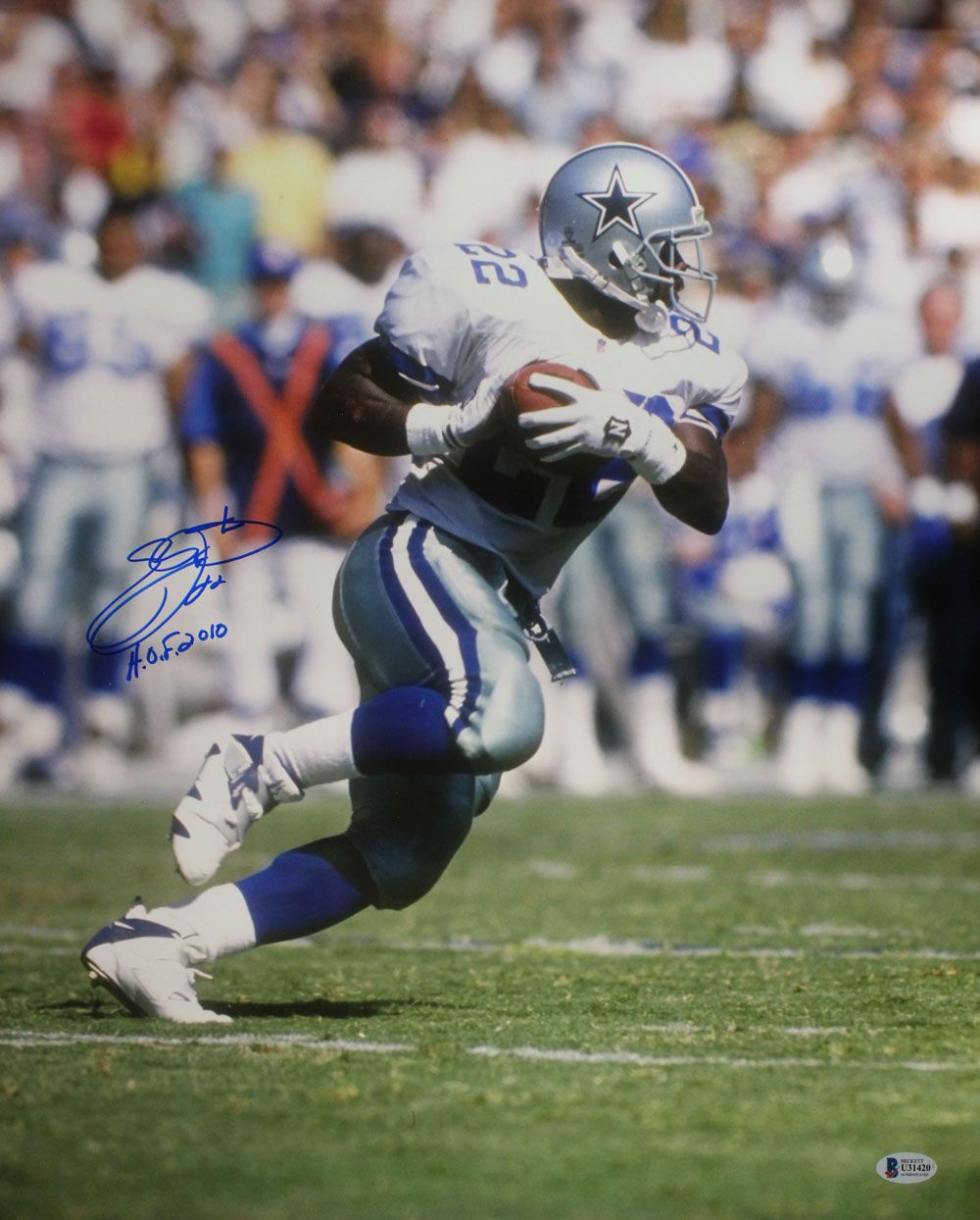 Emmitt Smith Autographed/Signed Dallas Cowboys 16x20 Photo HOF BAS