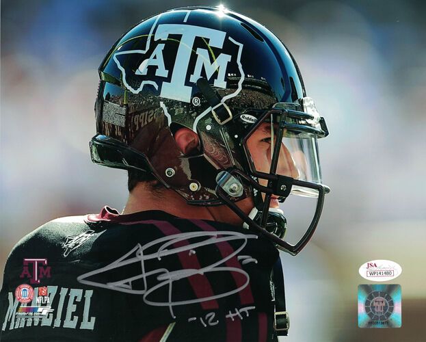 Johnny Manziel Autographed Texas A&amp;M Aggies 8x10 Photo (Black) HT JSA