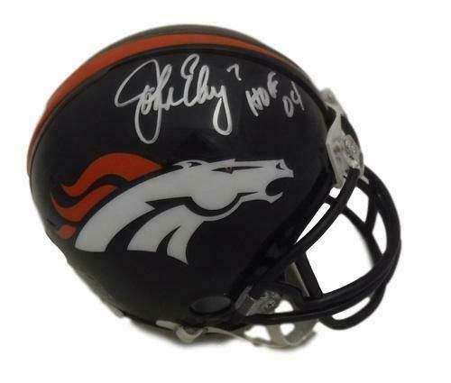 John Elway Autographed Denver Broncos Riddell Mini Helmet Current (HOF) JSA
