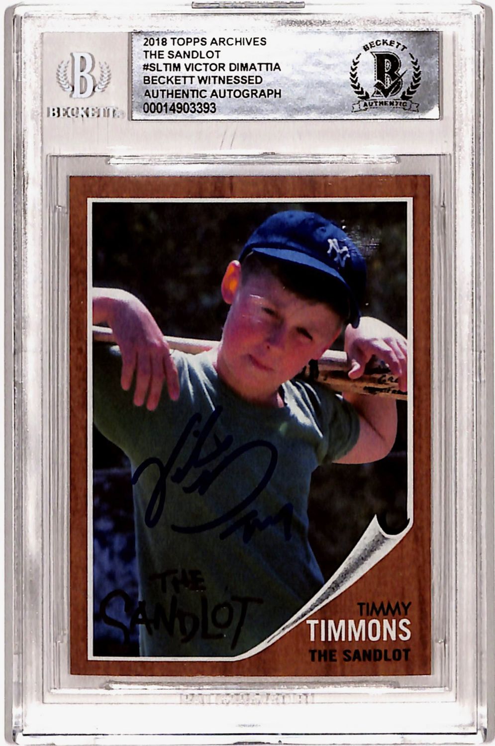 Victor DiMattia Signed 2018 Topps Archives &quot;Sandlot&quot; Trading Card BAS Slab