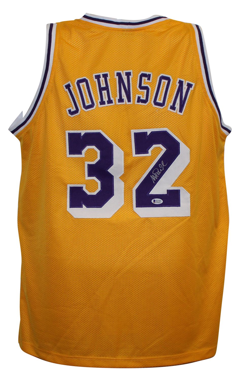 Magic Johnson Autographed/Signed Los Angeles Pro Style Yellow Jersey BAS