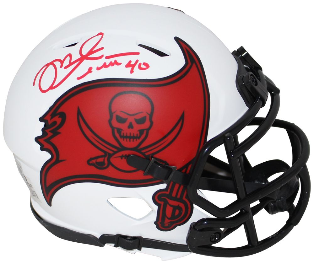 Mike Alstott Autographed Tampa Bay Buccaneers Lunar Mini Helmet BAS
