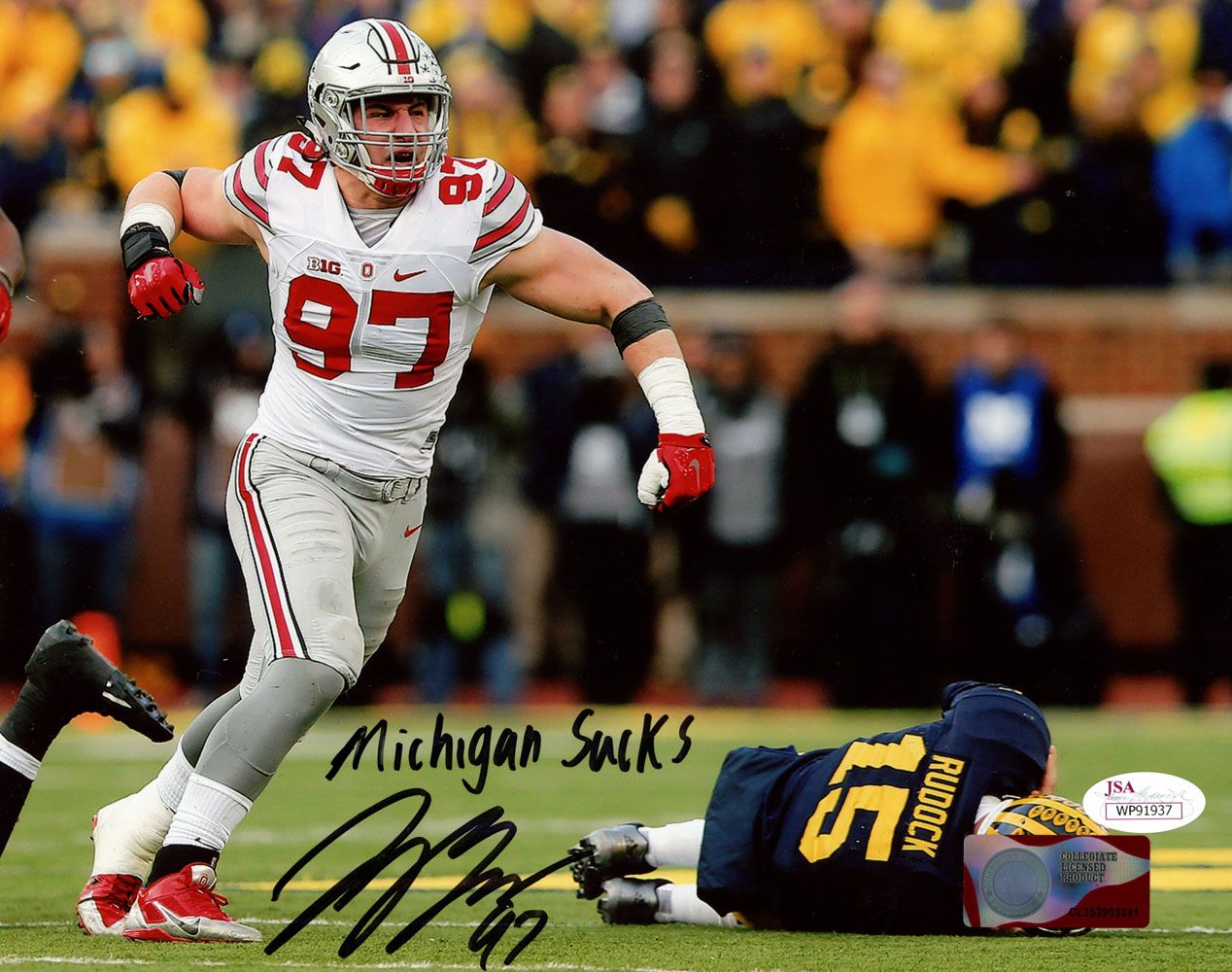 Joey Bosa Signed Ohio State Buckeyes 8x10 Photo Michigan Sucks JSA