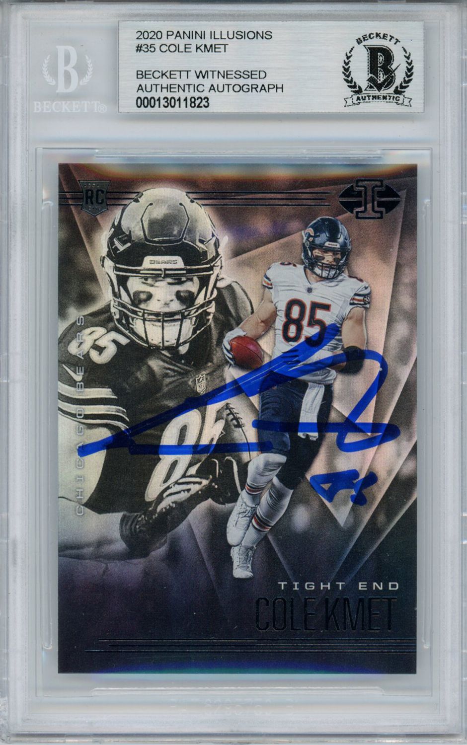 Cole Kmet Autographed 2020 Panini Illusions #35 Rookie Card BAS Slab