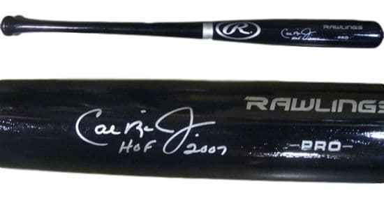 Cal Ripken Jr Autographed Baltimore Orioles 34 Bat HOF 2007 inscription JSA