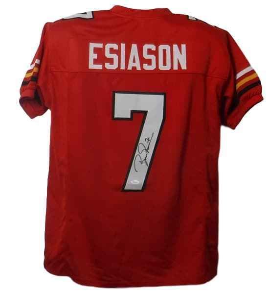 Boomer Esiason Autographed Maryland Terrapins Size XL Red Jersey JSA