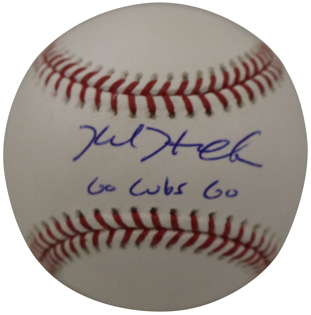 Kyle Hendricks Autographed OML Baseball Chicago Cubs Go Cubs Go FAN