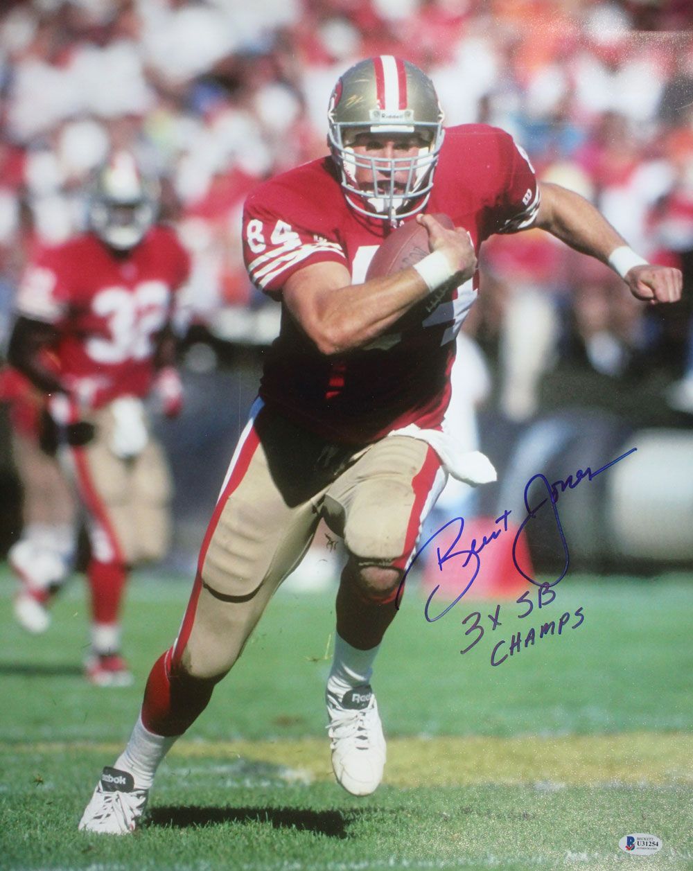 Brent Jones Autographed San Francisco 49ers 16x20 Photo 3x SB Champs BAS