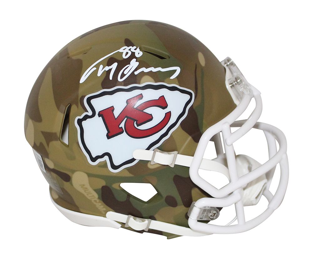 Tony Gonzalez Autographed Kansas City Chiefs Camo Mini Helmet BAS