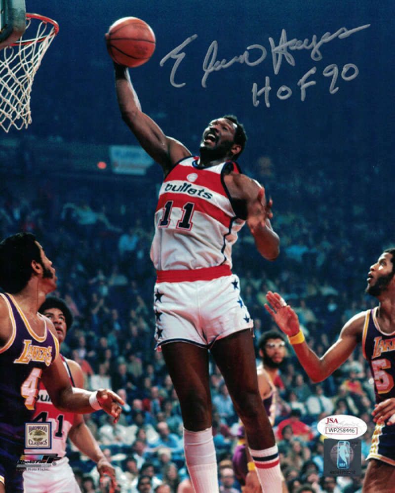 Elvin Hayes Autographed Washington Bullets 8x10 Photo (vs Lakers) HOF JSA