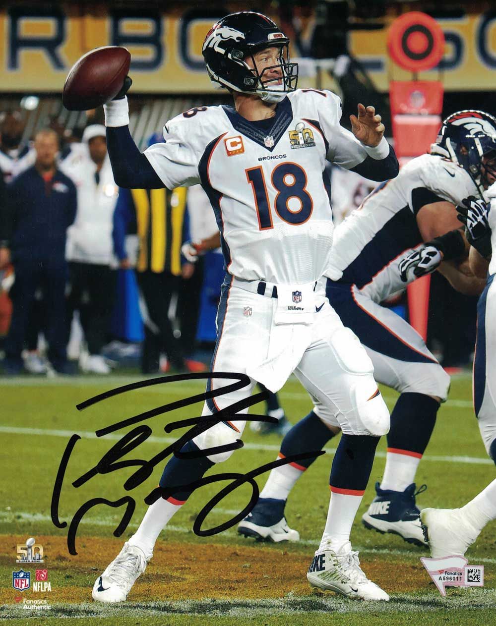 Peyton Manning Autographed/Signed Denver Broncos 8x10 Photo SB 50 FAN