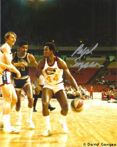 Ralph Simpson Autographed Denver Nuggets ABA 8x10 Photo Dribble Silver