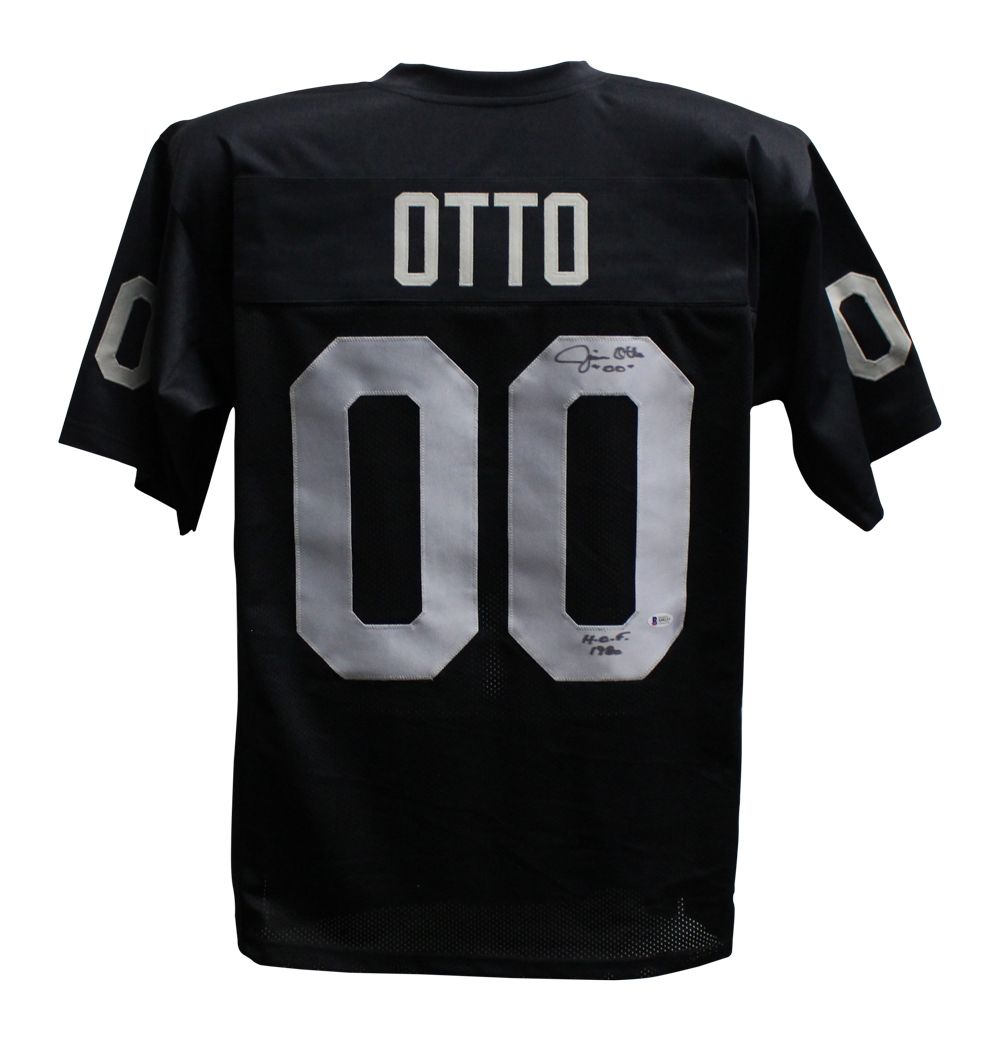 Jim Otto Autographed/Signed Pro Style Black XL Jersey HOF BAS