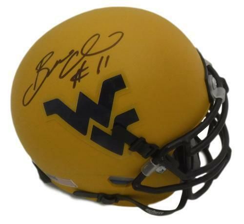 Bruce Irvin Autographed West Virginia Mountaineers Yellow Schutt Mini Helmet JSA