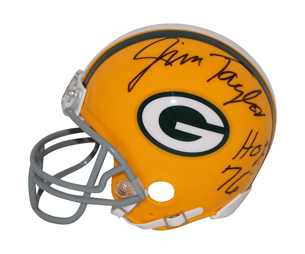 Jim Taylor Autographed/Signed Green Bay Packers Mini Helmet HOF JSA