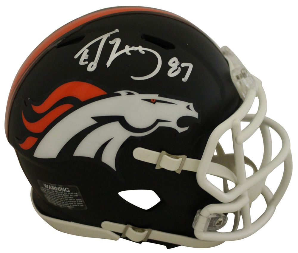 Ed McCaffrey Autographed Denver Broncos Black Matte Mini Helmet JSA