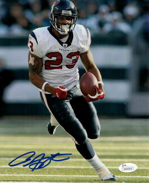 Arian Foster Autographed Houston Texans 8x10 Photo JSA (solo white jersey)
