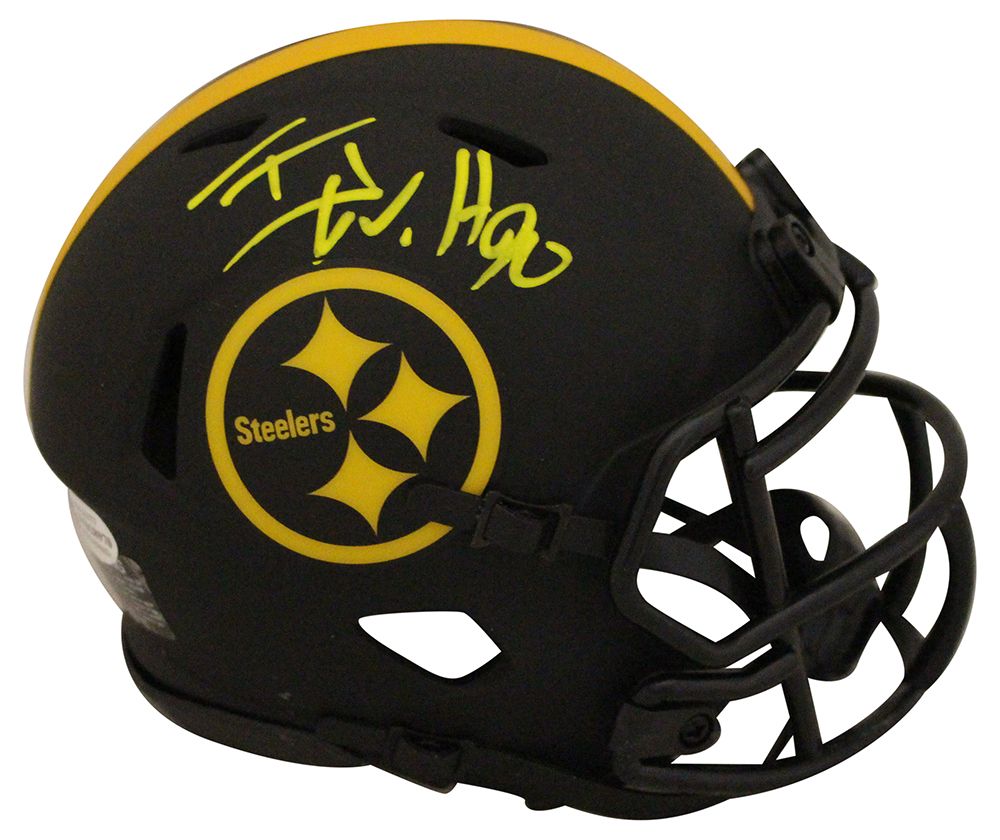 TJ Watt Autographed/Signed Pittsburgh Steelers Eclipse Mini Helmet BAS