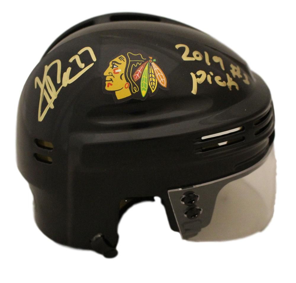 Kirby Dach Autographed Chicago Blackhawks Mini Helmet 2019 3rd Pick FAN