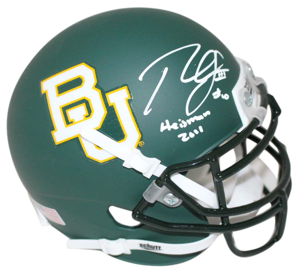 Robert Griffin III Autographed Baylor Bears Green Mini Helmet Heisman BAS