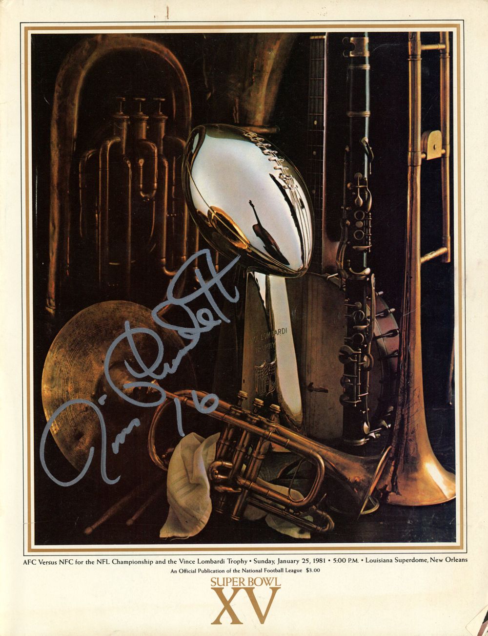 Jim Plunkett Autographed/Signed Super Bowl XV Program SB MVP Beckett