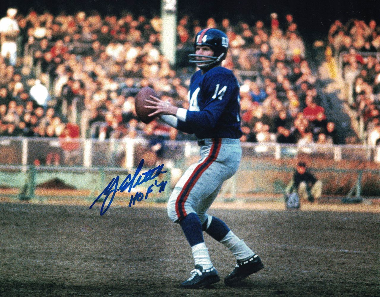 YA Tittle Autographed/Signed New York Giants 8x10 Photo HOF