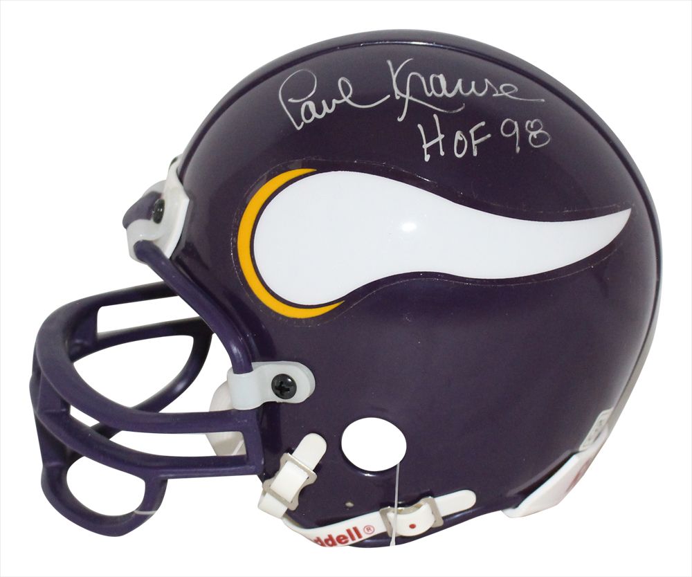Paul Krause Autographed Minnesota Vikings Replica Mini Helmet HOF BAS