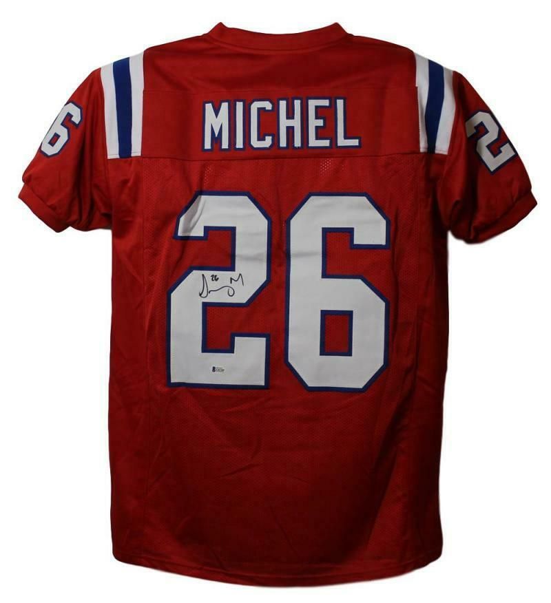 Sony Michel Autographed New England Patriots Red XL Jersey BAS