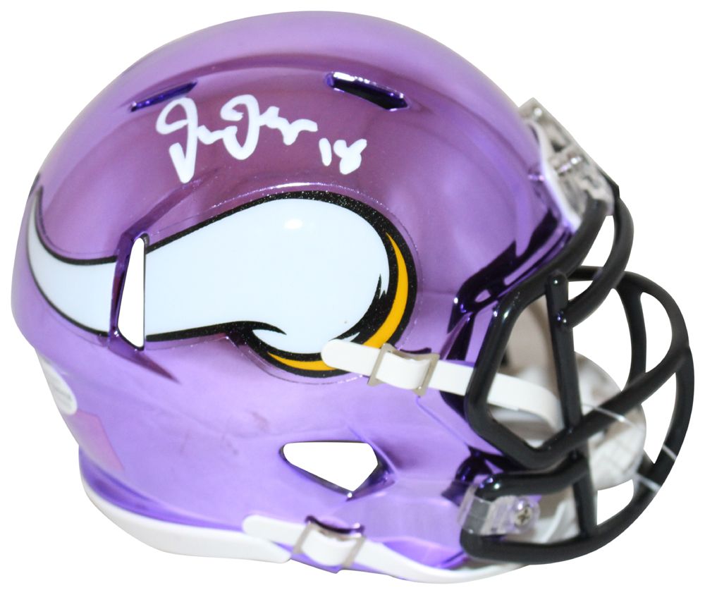 Justin Jefferson Autographed Minnesota Vikings Chrome Mini Helmet BAS