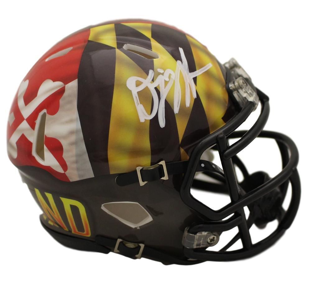 DJ Moore Autographed Maryland Terrapins Flag Mini Helmet in White BAS