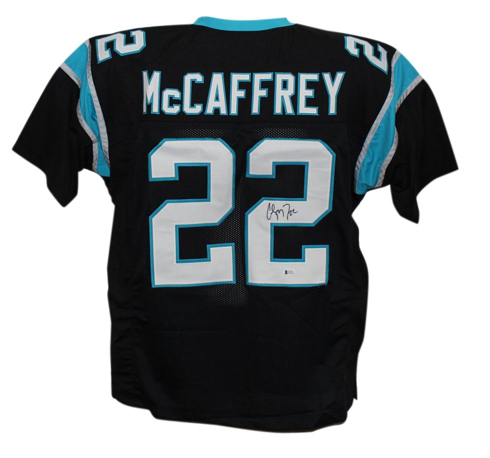 Christian McCaffrey Autographed/Signed Pro Style Black XL Jersey Beckett