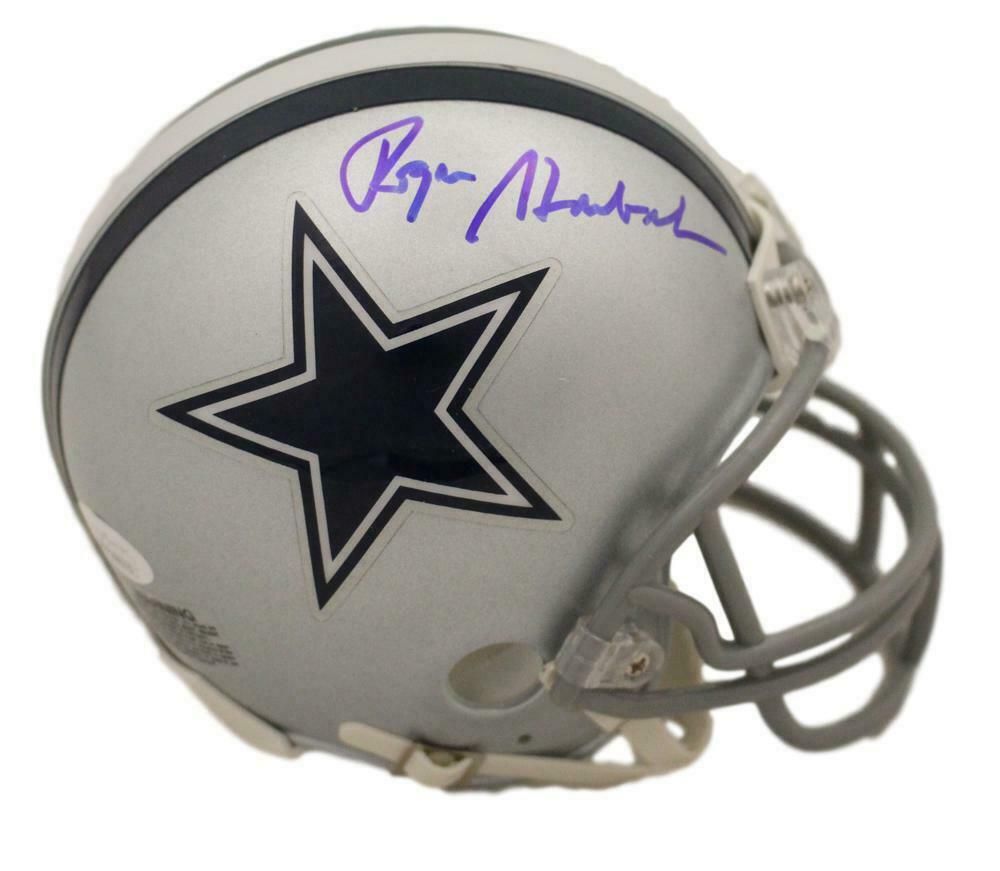 Roger Staubach Autographed Dallas Cowboys Riddell mini helmet (Name Only) JSA