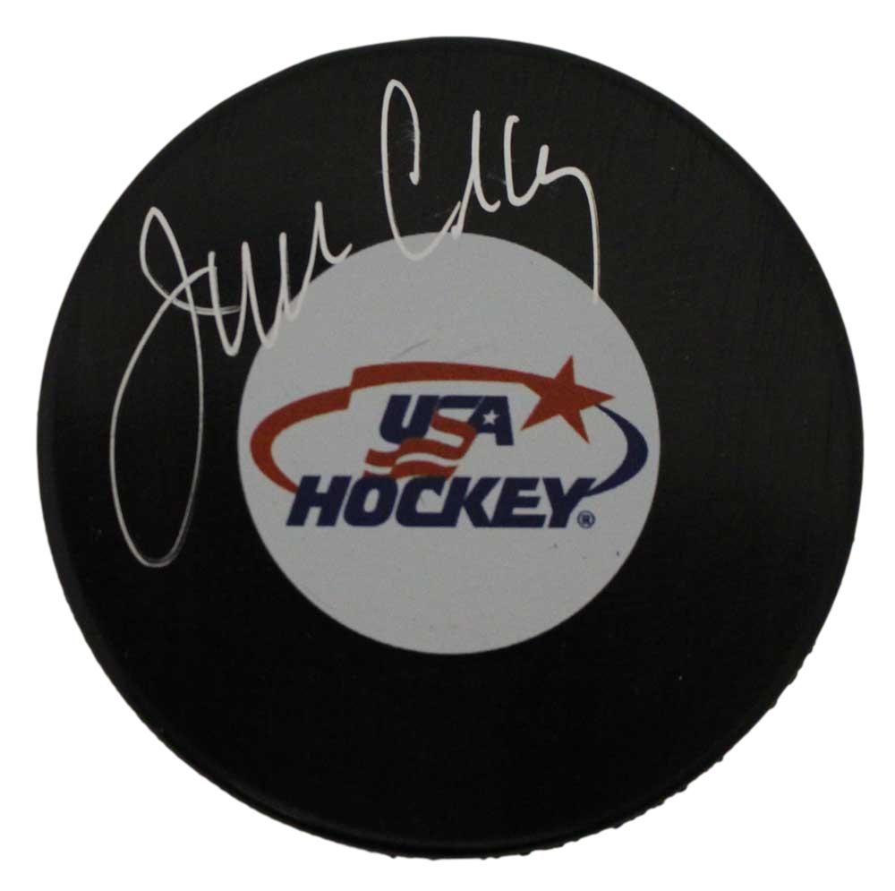 Jim Craig Autographed/Signed 1980 Team USA Hockey Logo Puck BAS