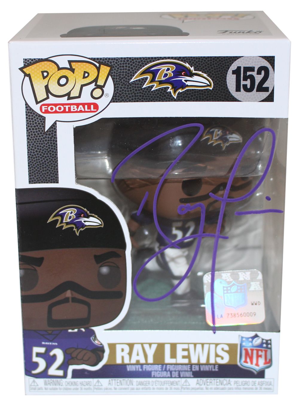 Ray Lewis Autographed NFL Funko Pop #152 Baltimore Ravens Beckett
