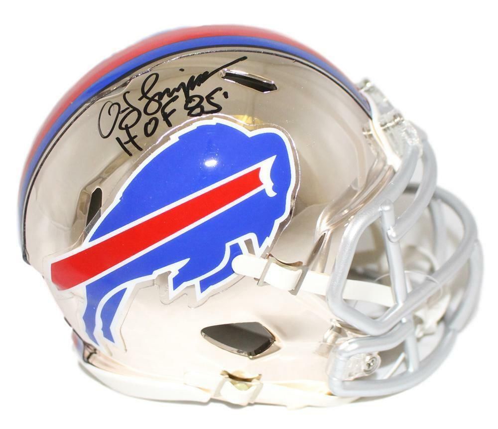 O.J. Simpson Autographed Buffalo Bills Chrome Mini Helmet HOF JSA