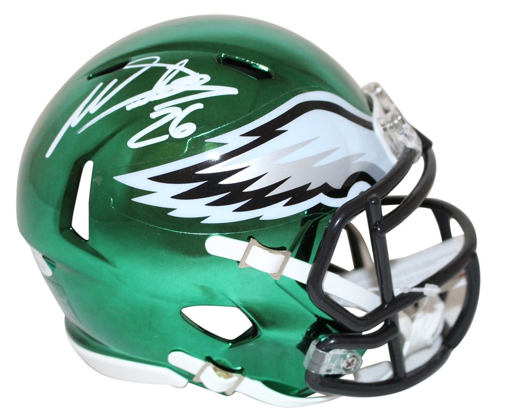 Miles Sanders Autographed Philadelphia Eagles Chrome Mini Helmet JSA